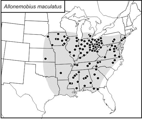 distribution map for Allonemobius maculatus