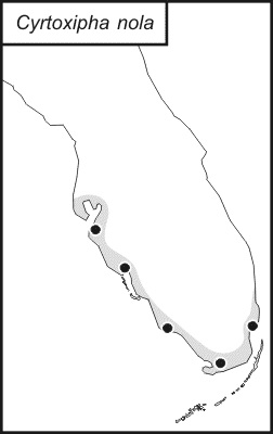 distribution map for Cyrtoxipha nola