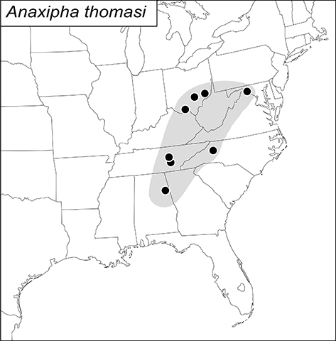 distribution map for Anaxipha thomasi